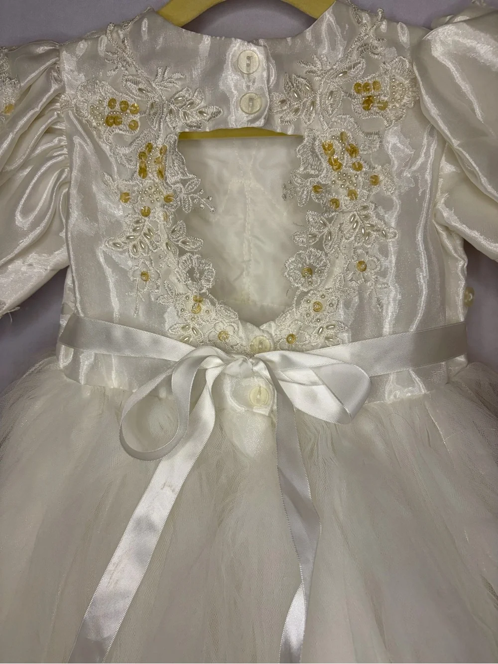 Vintage Baby Baptism Christening Dress Ivory Lace Tulle Size 2 NWOT
